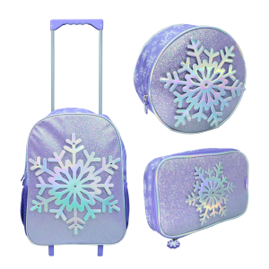 KIT MOCHILA INFANTIL COM RODINHA SNOWY EM POLIÉSTER - YS42159-LILÁS