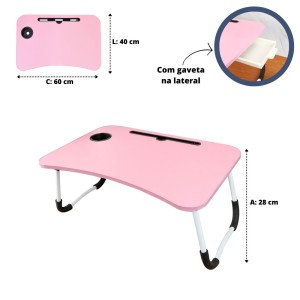 MESA PORTÁTIL DOBRÁVEL DE MDF COM GAVETA 60CM - 21633-RS