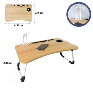 MESA PORTÁTIL DE MDF COM USB MINI VENTILADOR E MINI LUMINÁRIA - 21631-BG