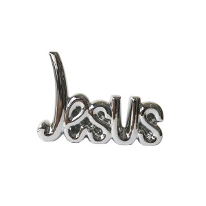 ENFEITE DE CERÂMICA COM A FRASE JESUS 11X16CM - GDR0162-PTA