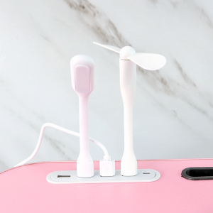 MESA PORTÁTIL DE MDF COM USB MINI VENTILADOR E MINI LUMINÁRIA - 21631-RS