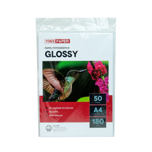 PAPEL FOTOGRÁFICO GLOSSY ALTO BRILHO A4 50FLS 180G/M²  - YP7741