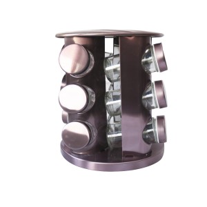 PORTA TEMPERO GIRATÓRIO REDONDO LILÁS COM 12 PEÇAS - BF4073