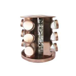 PORTA TEMPERO GIRATÓRIO REDONDO COBRE COM 12 PEÇAS - BF4070