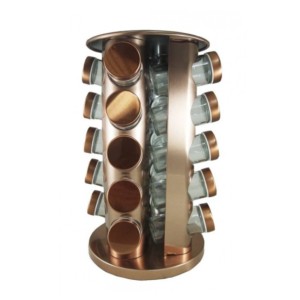 PORTA TEMPERO GIRATÓRIO COM SUPORTE REDONDO COBRE COM 20 PÇS - BF4068