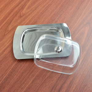 MANTEIGUEIRA DE INOX COM TAMPA DE PLÁSTICO 19CM - 1106