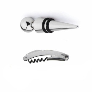 KIT PARA VINHO DE METAL COM 02 PEÇAS - 3084