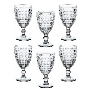 JOGO DE TAÇA DE VIDRO ALTO RELEVO COM 6 PEÇAS 300ML  - 4670