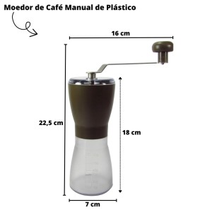 MOEDOR DE CAFE MANUAL DE PLÁSTICO 18CM - 4183-MR