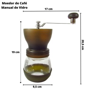 MOEDOR DE CAFE MANUAL DE VIDRO 19CM - 4184-MR