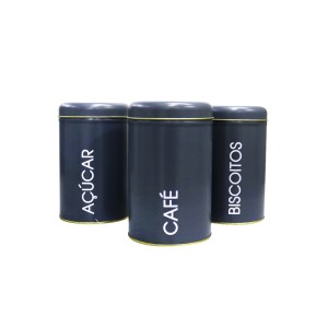 JOGO COM 03 LATAS  DECORATIVAS DE METAL 9.5X15CM - BF3888 A 3890-CZ