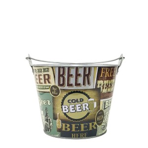 BALDE DE METAL PARA CERVEJA BEGE COLD BEER 4.8 LITROS - CA12096-C