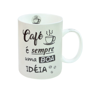 CANECA DE PORCELANA COM FRASES CAFÉ 390ML - CA18003-C