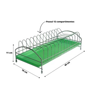 ESCORREDOR DE PRATOS DE FERRO E BANDEJA DE PLÁSTICO 2 PEÇAS - CA09515-VD