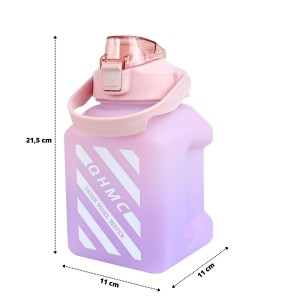 GARRAFA DE PLÁSTICO QUADRADA COM CANUDO E ALÇA 1,5LITROS - CA09731-RS