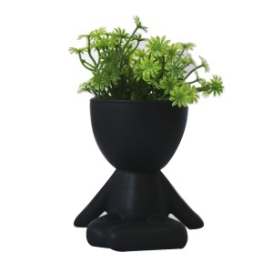 VASO DECORATIVO DE CERÂMICA COM PLANTA ARTIFICIAL 6.5X7.9X9.5CM - 2698-B