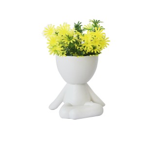 VASO DECORATIVO DE CERÂMICA COM PLANTA ARTIFICIAL 6.5X7.9X9.5CM - 2698-D