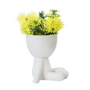 VASO DECORATIVO DE CERÂMICA COM PLANTA ARTIFICIAL 6.5X7.9X9.5CM - 2698-D