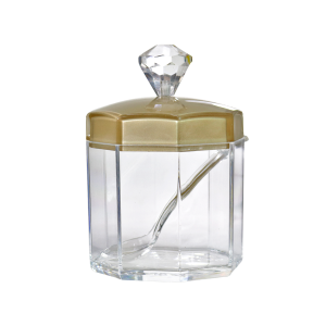 AÇUCAREIRO SEXTAVADO COM COLHER E TAMPA EM ACRÍLÍCO - MG5117A-DOU