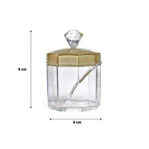 AÇUCAREIRO SEXTAVADO COM COLHER E TAMPA EM ACRÍLÍCO - MG5117A-DOU