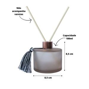 FRASCO DIFUSOR DE VIDRO REDONDO COM PENDENTE DECORATIVO 180ML - HD02003-MR