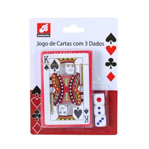 JOGO DE BARALHO COM 54 CARTAS E 3 DADOS - BAR6908714