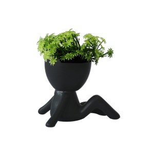 VASO DECORATIVO DE CERÂMICA COM PLANTA ARTIFICIAL 4X9X10CM - 2695-B