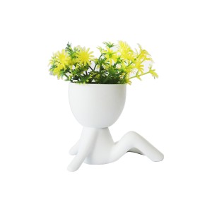 VASO DECORATIVO DE CERÂMICA COM PLANTA ARTIFICIAL 4X9X10CM - 2695-D
