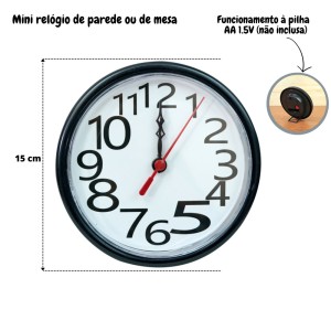 RELÓGIO DE MESA OU PAREDE DE POLIESTIRENO 15CM - 401-G