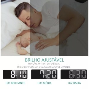 RELÓGIO DIGITAL DE MESA COM CABO USB 16X6X2,9CM - SDDS3806M