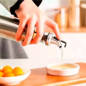 GALHETEIRO AZEITE OU VINAGRE EM VIDRO REVESTIDA EM INOX COM FRASE 140ML - CZ19012