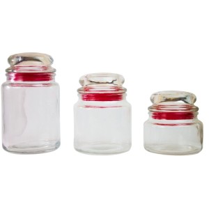 JOGO DE POTE DE VIDRO 03 PEÇAS - VDA04008-VM