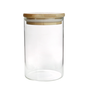 POTE HERMÉTICO DE VIDRO COM TAMPA DE BAMBU 450ML - VDA14104