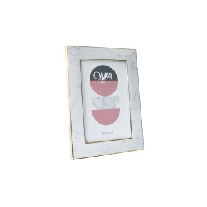 PORTA RETRATO MARMORIZADA COM PÉ GRAVATA DE MADEIRA 10X15CM - 4125-DOU