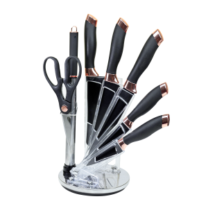 CONJUNTO DE FACAS PARA COZINHA EM AÇO INOX 7 PEÇAS E SUPORTE GIRATÓRIO - 4697