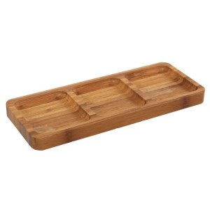 PETISQUEIRA EM BAMBU RETANGULAR COM 3 DIVISÓRIAS ESCURO 25X10CM - CX108-B
