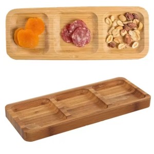 PETISQUEIRA EM BAMBU RETANGULAR COM 3 DIVISÓRIAS ESCURO 25X10CM - CX108-B