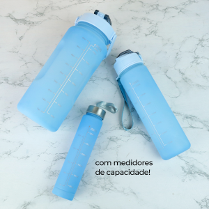 KIT 3 GARRAFAS DE PLÁSTICO MOTIVACIONAL 2000ML 700ML 300ML - CA09799-AZ