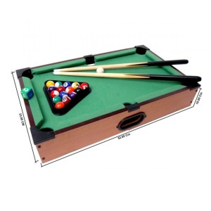 JOGO DE SINUCA DE MESA DE MADEIRA COM 02 TACOS-  52X32X11CM - ZJFQ0002