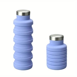 GARRAFA RETRÁTIL DE SILICONE COM TAMPA INOX 500ML - 2231-LL