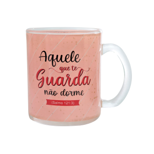 CANECA DE VIDRO TRANSPARENTE COM FRASE 380ML - 4408-A