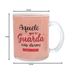 CANECA DE VIDRO TRANSPARENTE COM FRASE 380ML - 4408-A