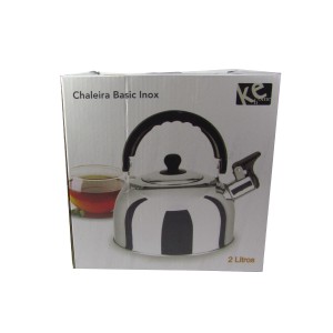 CHALEIRA INOX COM ALÇA E BICO COM APITO 2L - 3888