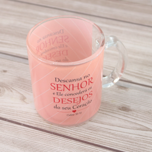 CANECA DE VIDRO TRANSPARENTE COM FRASE 380ML - 4408-C