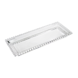 CENTRO DE MESA DECORATIVO DE VIDRO DETALHES NA BORDA 30X13X3CM - 3553