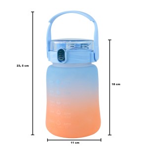 GARRAFA DE PLÁSTICO COLOR COM CANUDO E ALÇA 1100ML - 4577-AZ