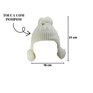 TOUCA DE MALHA COM POMPOM INFANTIL  - BF2421-BR