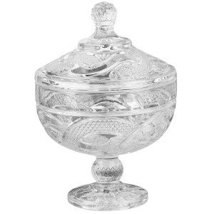 BOMBONIERE VERONA COM TAMPA E PÉ EM VIDRO 14X21,5CM - VDA07035