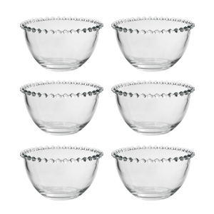 JOGO DE TIGELA DE VIDRO COM 6 PEÇAS E DETALHES NA BORDA 350ML - 3555