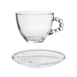 JOGO DE XÍCARAS DE CHÁ DE VIDRO COM PIRES 180ML 12 PEÇAS - 3556
